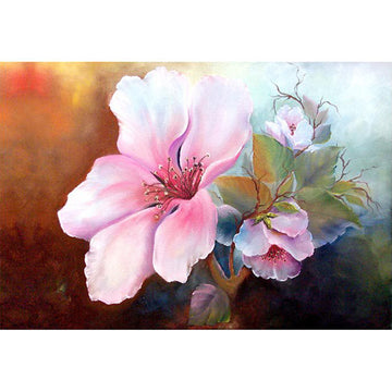 Rice paper featuring soft pink watercolor magnolia blooms against a split color background of warm and cool tones.