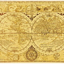 Vintage world map with decorative elements and text