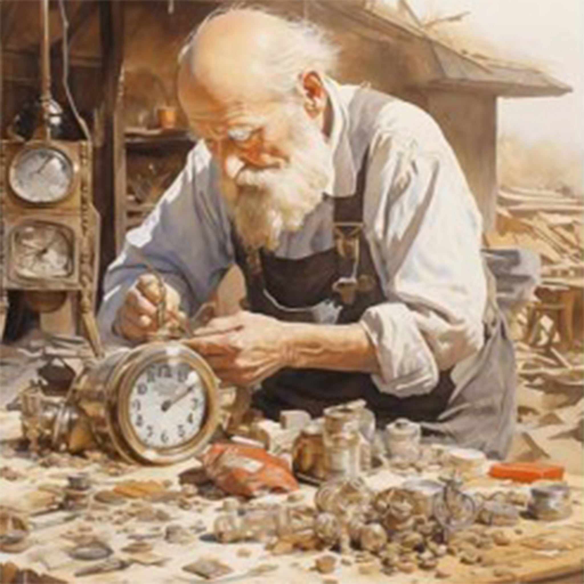 Clockmaker Workshop A2 Rice Decoupage Paper