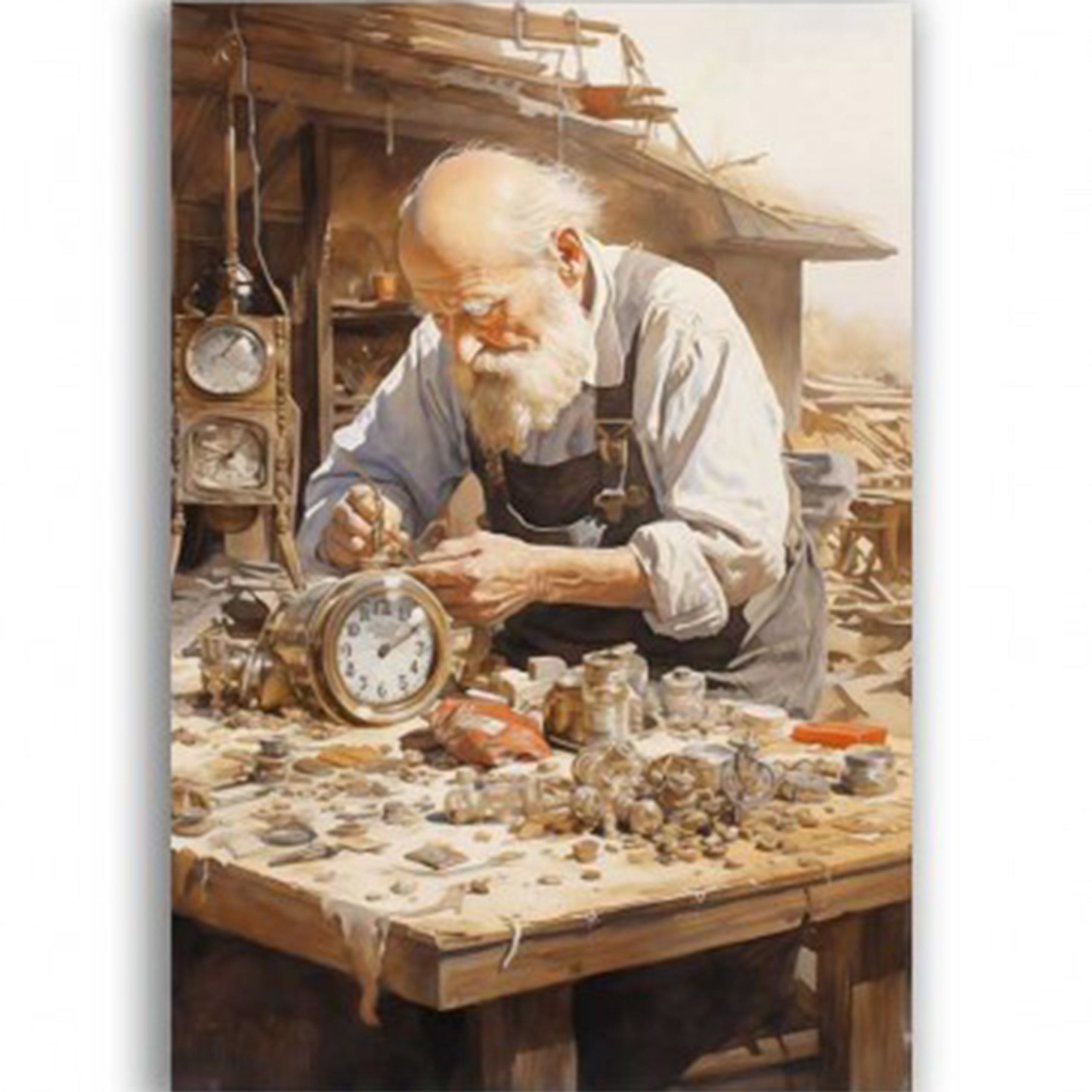 Clockmaker Workshop A2 Rice Decoupage Paper - 0
