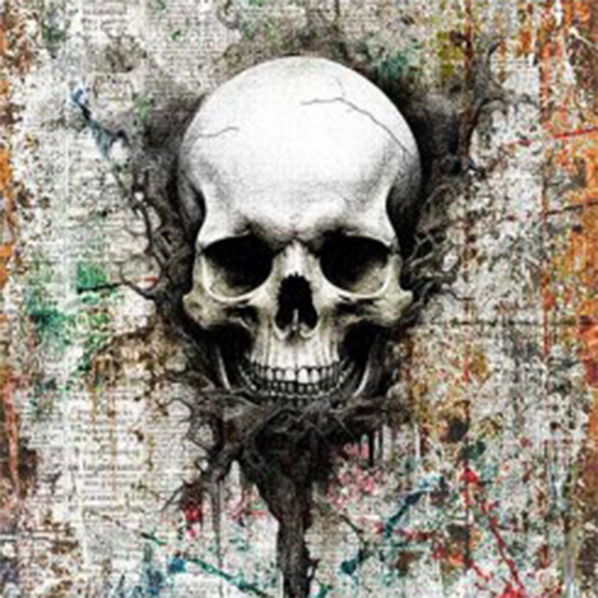 Colorful Grunge Skull A2 Rice Decoupage Paper