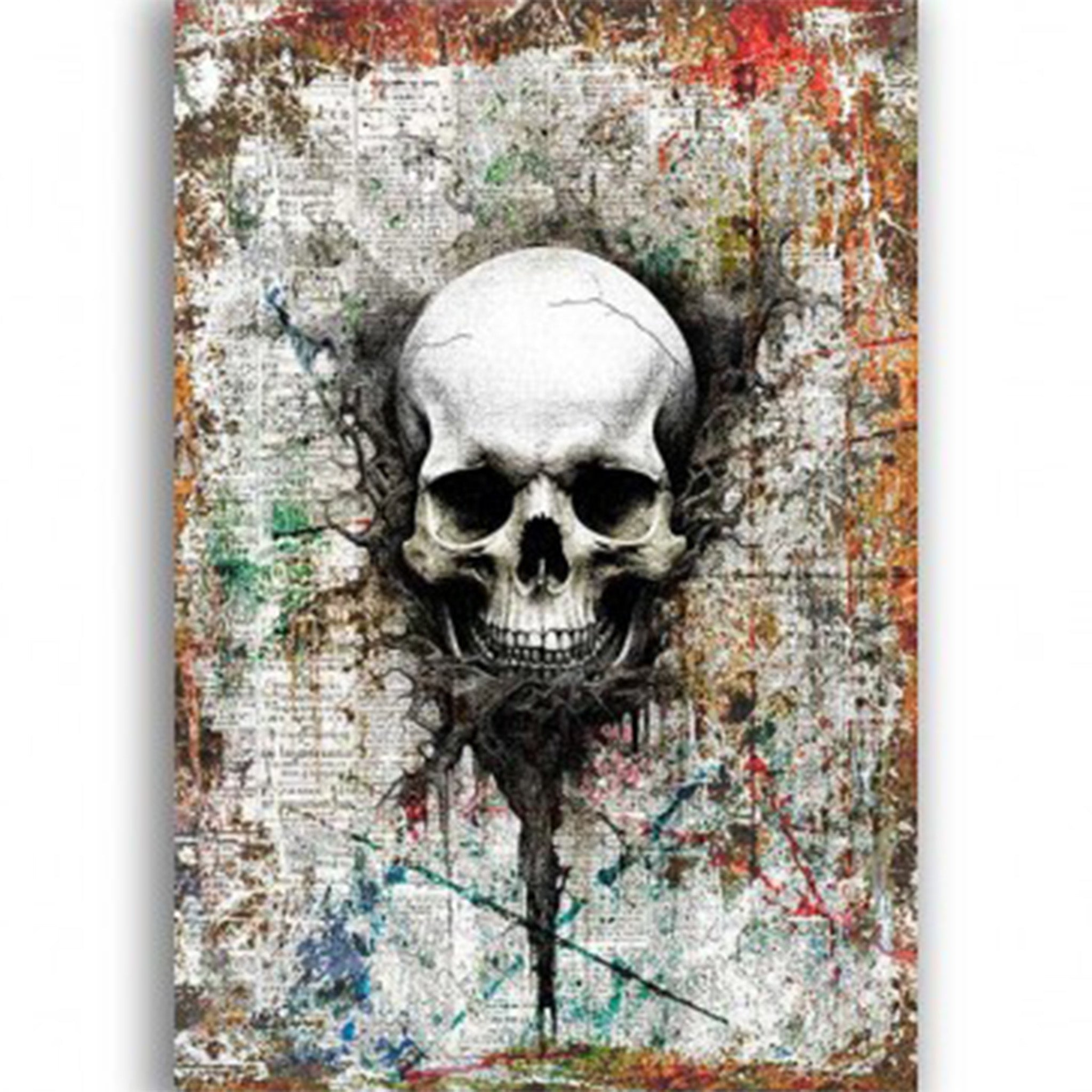 Colorful Grunge Skull A2 Rice Decoupage Paper - 0