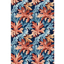 Rice paper featuring a repeating coral and blue flourishing leaf pattern. White borders are on the sides.