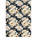 Rice paper featuring a cream peony flower pattern on a navy blue background.