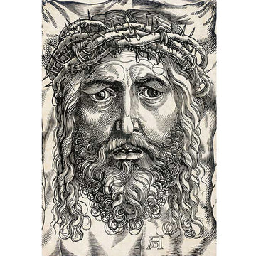 Rice paper featuring a drawing of an emotional portrait sketch of Jesus crowned with thorns.