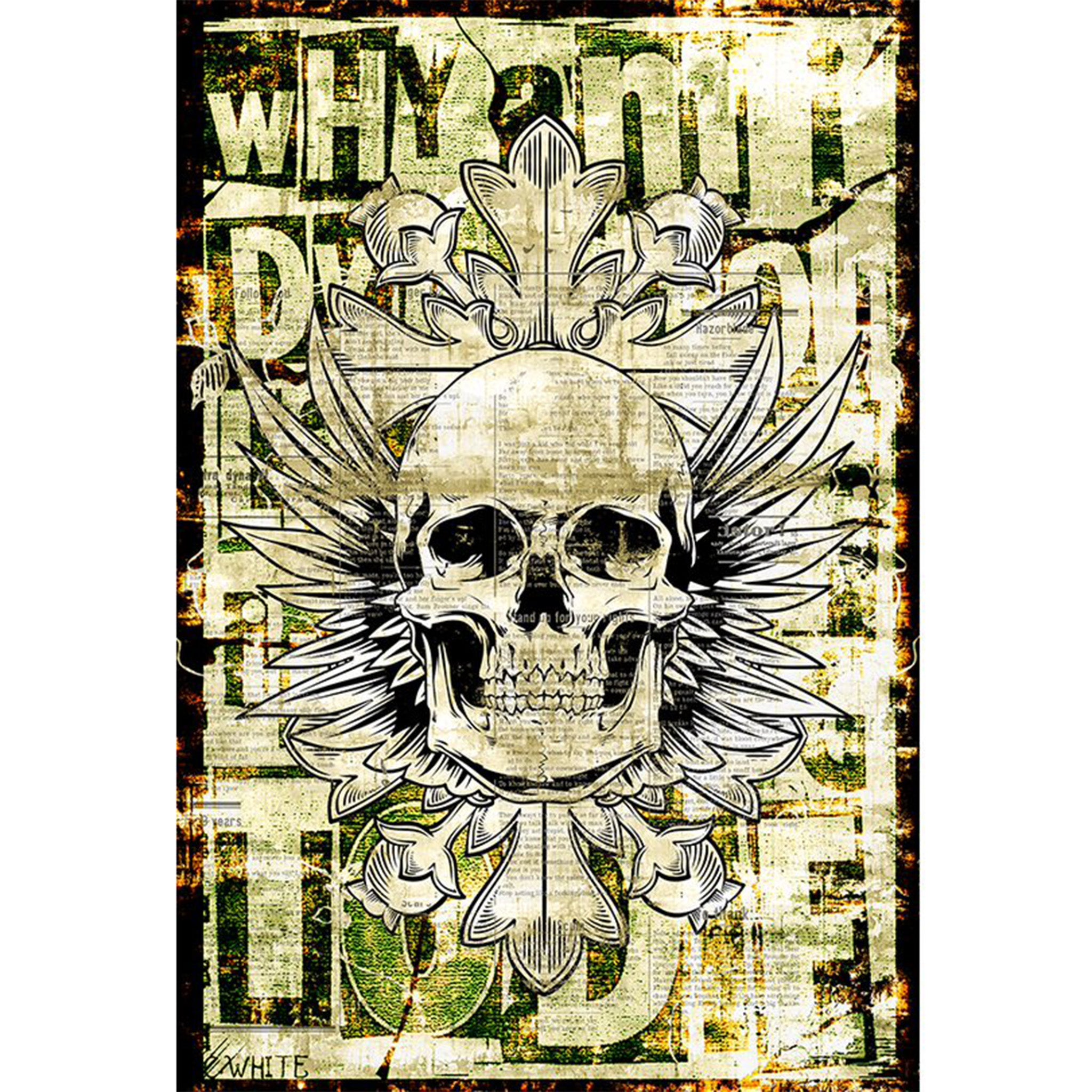 Crowned Skull with Wings A4 Rice Decoupage Paper - 0