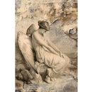 Rice paper featuring a creamy image of a serene angel sitting on a rock with her head bowed.