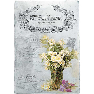Decorative wall art with floral design and vintage text on a white background