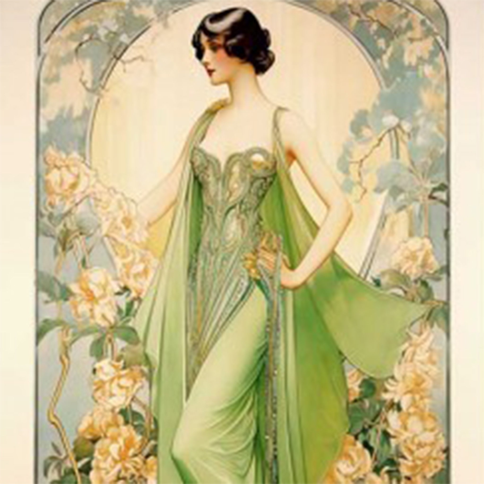 Green Goddess A2 Rice Decoupage Paper
