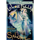 Rice paper featuring a playful painting of a woman in a flowing blue dress from a classic French poster.