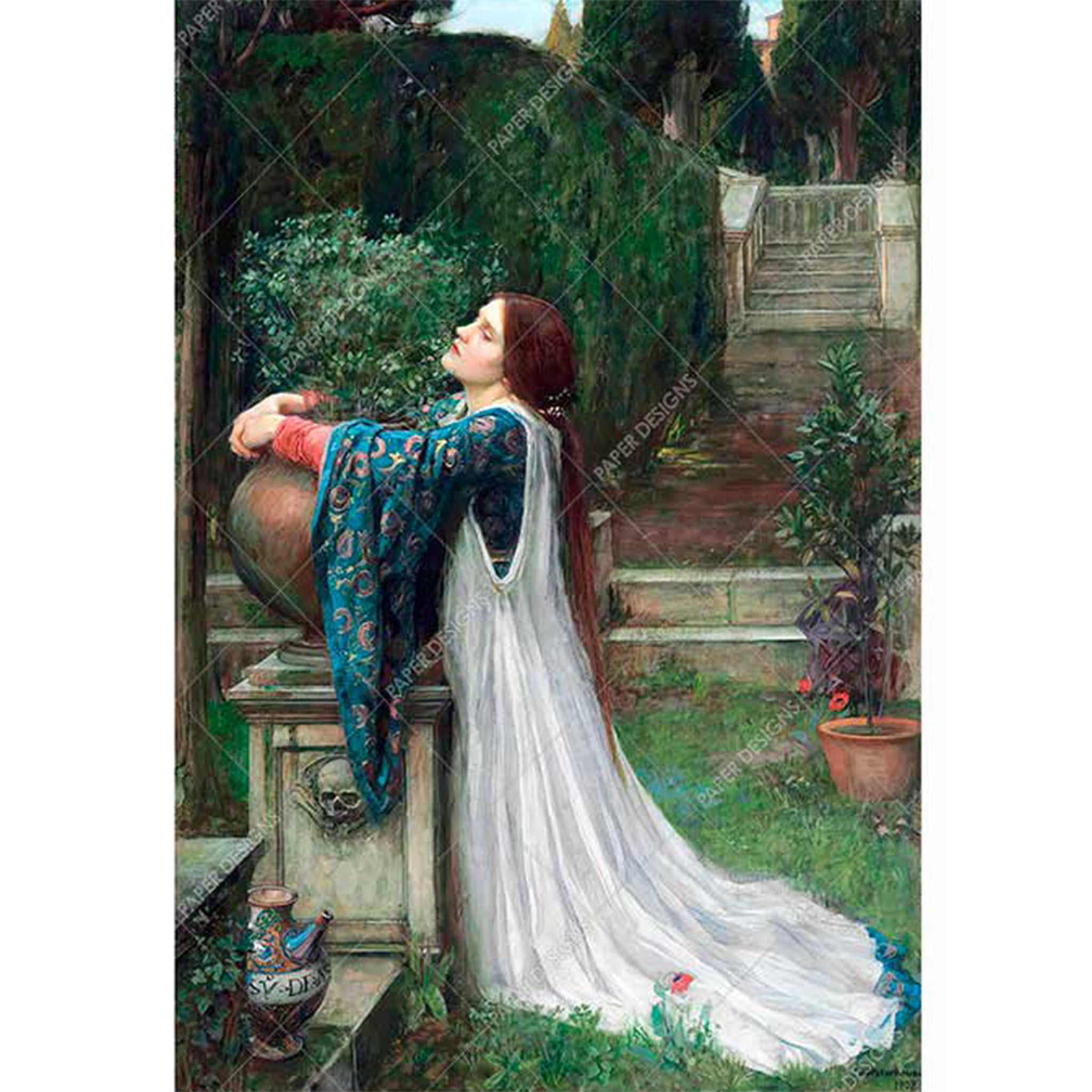 Lady with Pot of Basil A3 Rice Decoupage Paper - 0