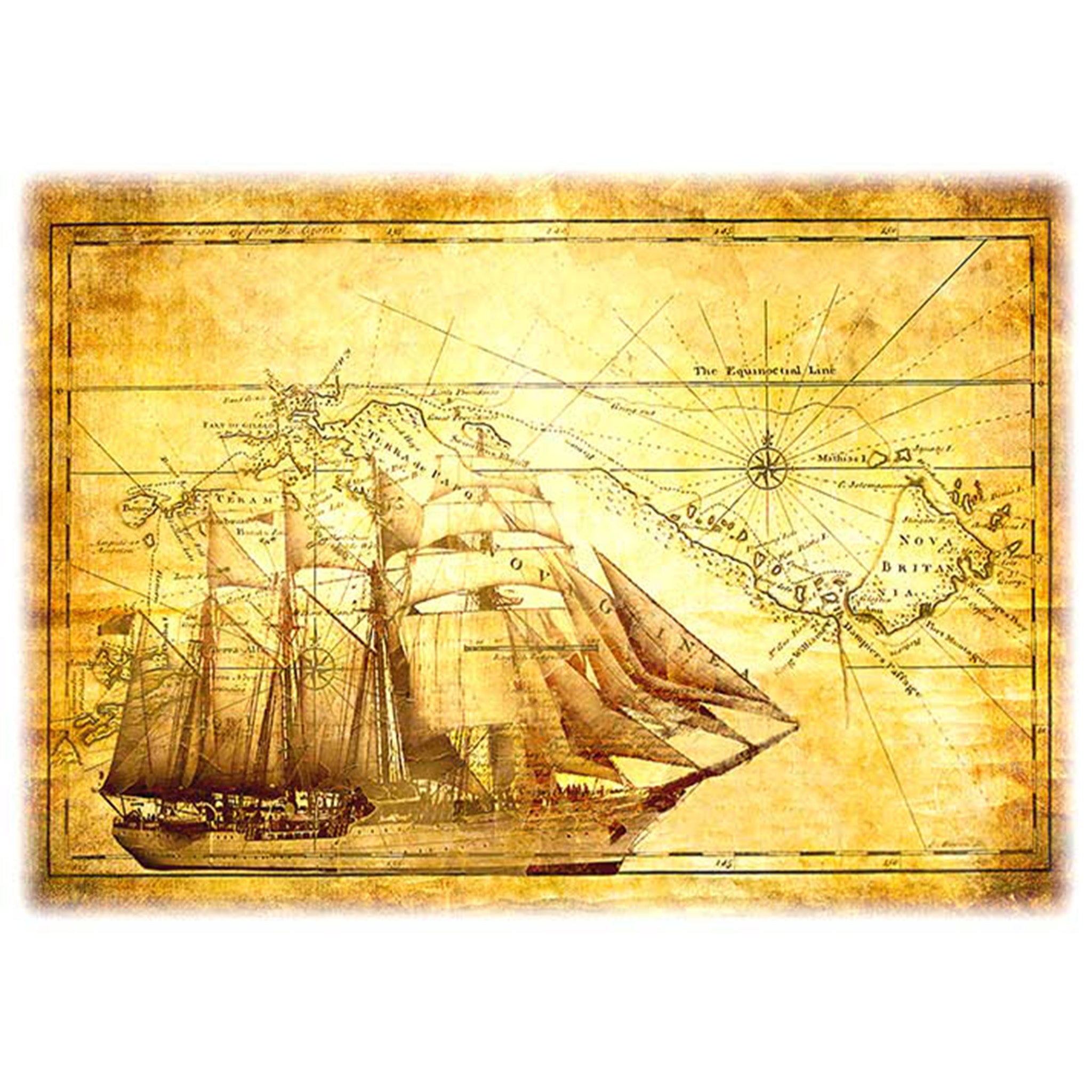 Maritime Nautical Map A2 Rice Decoupage Paper - 0