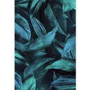 Rice paper featuring glowing blue green tropical leaves against a sleek black backdrop.