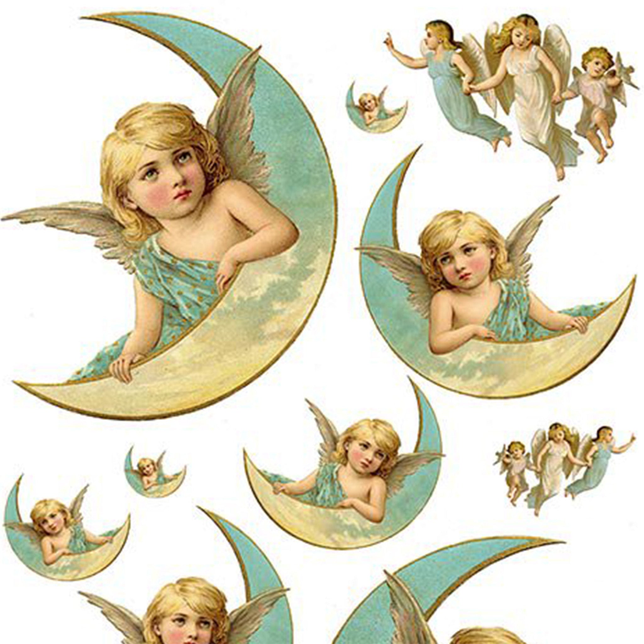 Moon Angels Clipart A3 Rice Decoupage Paper