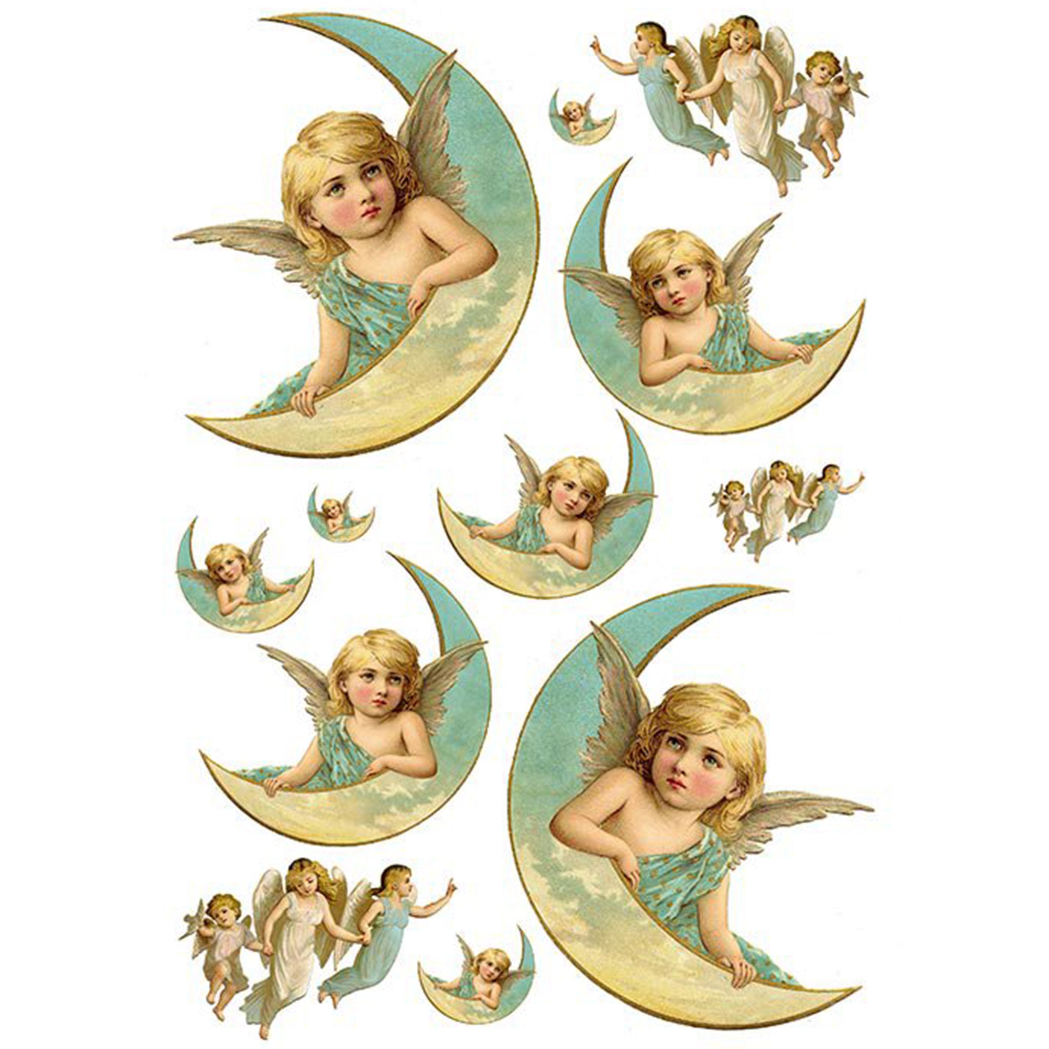 Moon Angels Clipart A3 Rice Decoupage Paper