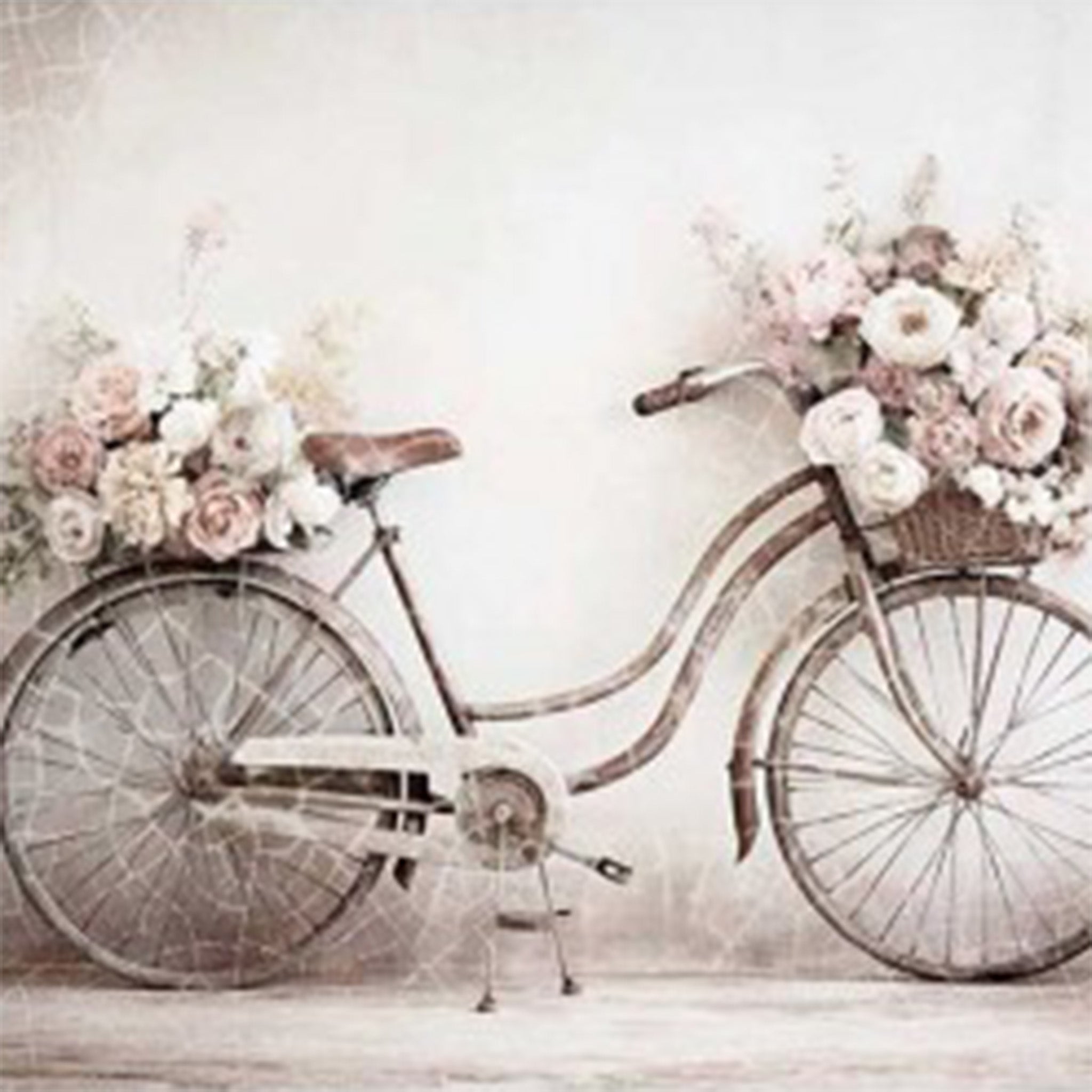 Neutral Floral Bicycle A2 Rice Decoupage Paper