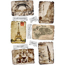 Rice paper featuring a delightful mishmash of vintage Parisian treasures – from charming Eiffel Tower snapshots to elegant sketches and authentic-looking French documents. 