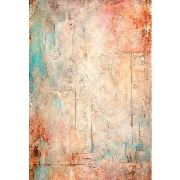 Rice paper featuring a creamy background swirled with peachy warmth and teal blue splashes.