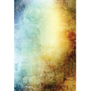 Rice paper featuring a vibrant ombre design in shades of blue, green, yellow, and brown with a distressed texture.