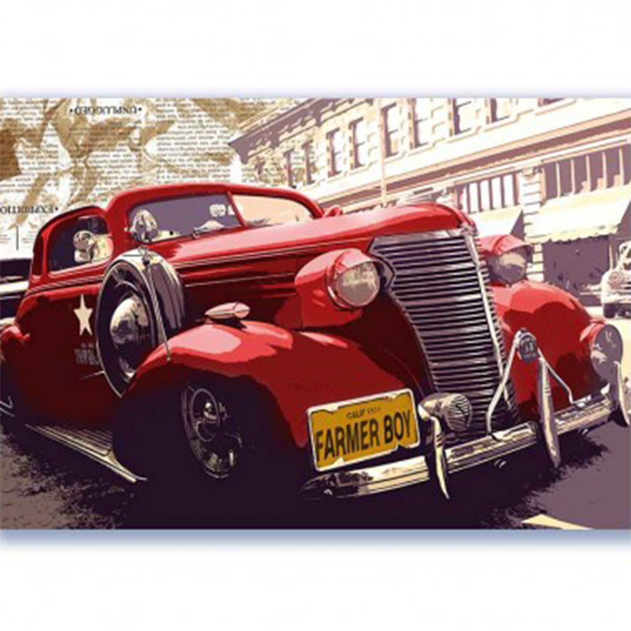 Retro Red Coupe A2 Rice Decoupage Paper - 0
