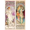 Rice paper featuring side-by-side designs of women in elegant gowns from classic French posters.