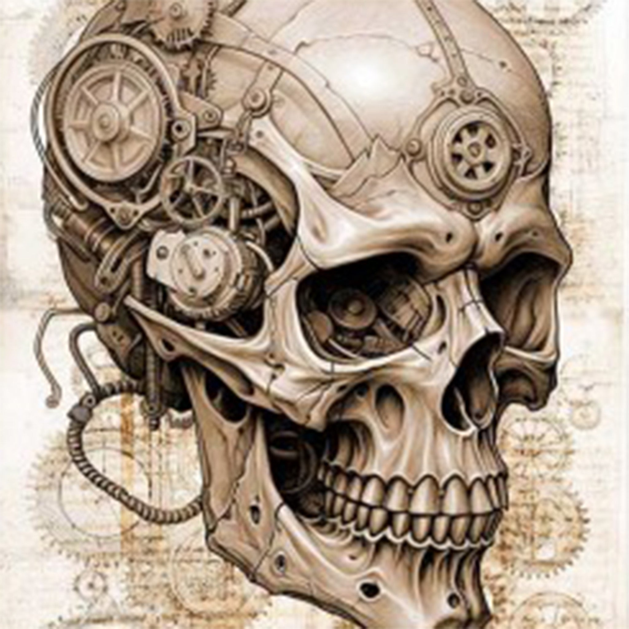 Steampunk Skull A2 Rice Decoupage Paper