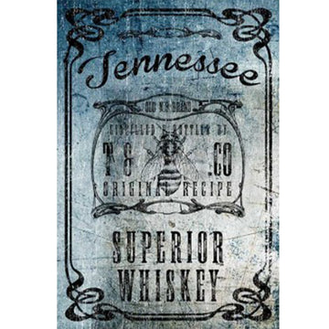 Rice paper featuring a vibrant blue Tennessee whiskey label design.