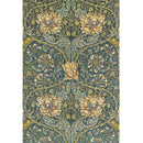 Rice paper featuring a vintage green and creamy yellow floral print against a dark blue background that's giving major retro tapestry vibes.