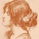 Close-up of a rice paper featuring a delicate sepia profile sketch of a woman with her hair in a low bun.
