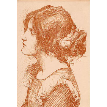 Rice paper featuring a delicate sepia profile sketch of a woman with her hair in a low bun.
