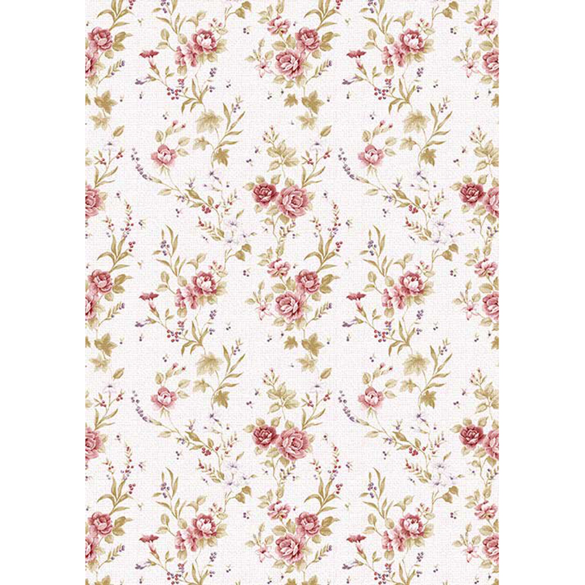 Vintage Rose Print A2 Rice Decoupage Paper - 0