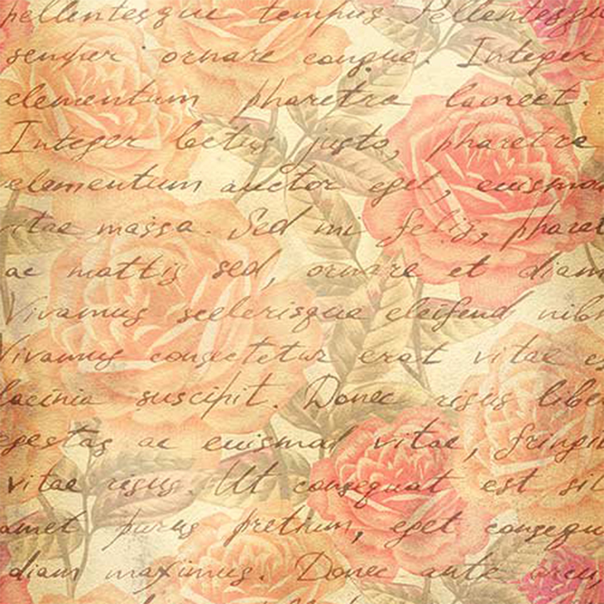 Vintage Rose Script A2 Rice Decoupage Paper