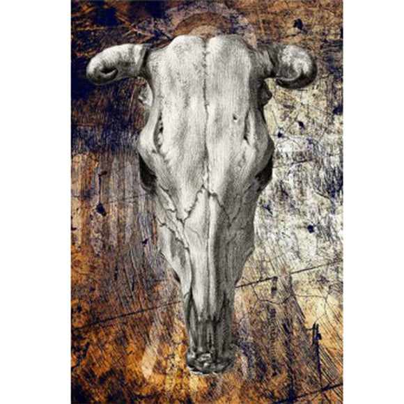 Rice paper featuring a rustic design of a young longhorn skull against a distressed brown background.