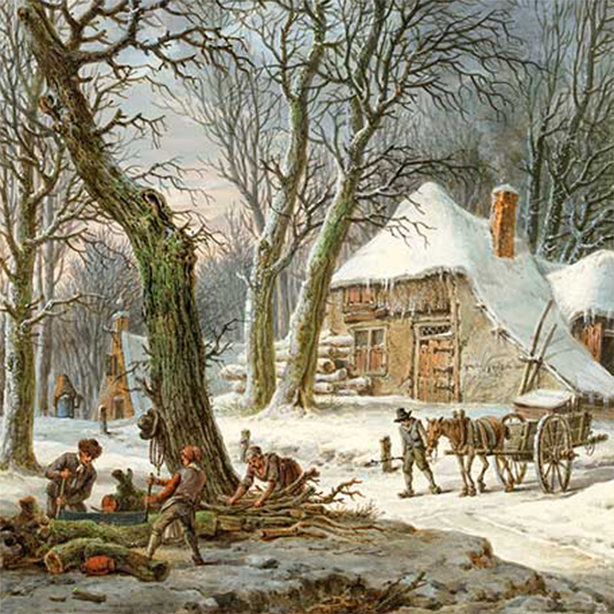 Winter Village Scene A2 Rice Decoupage Paper