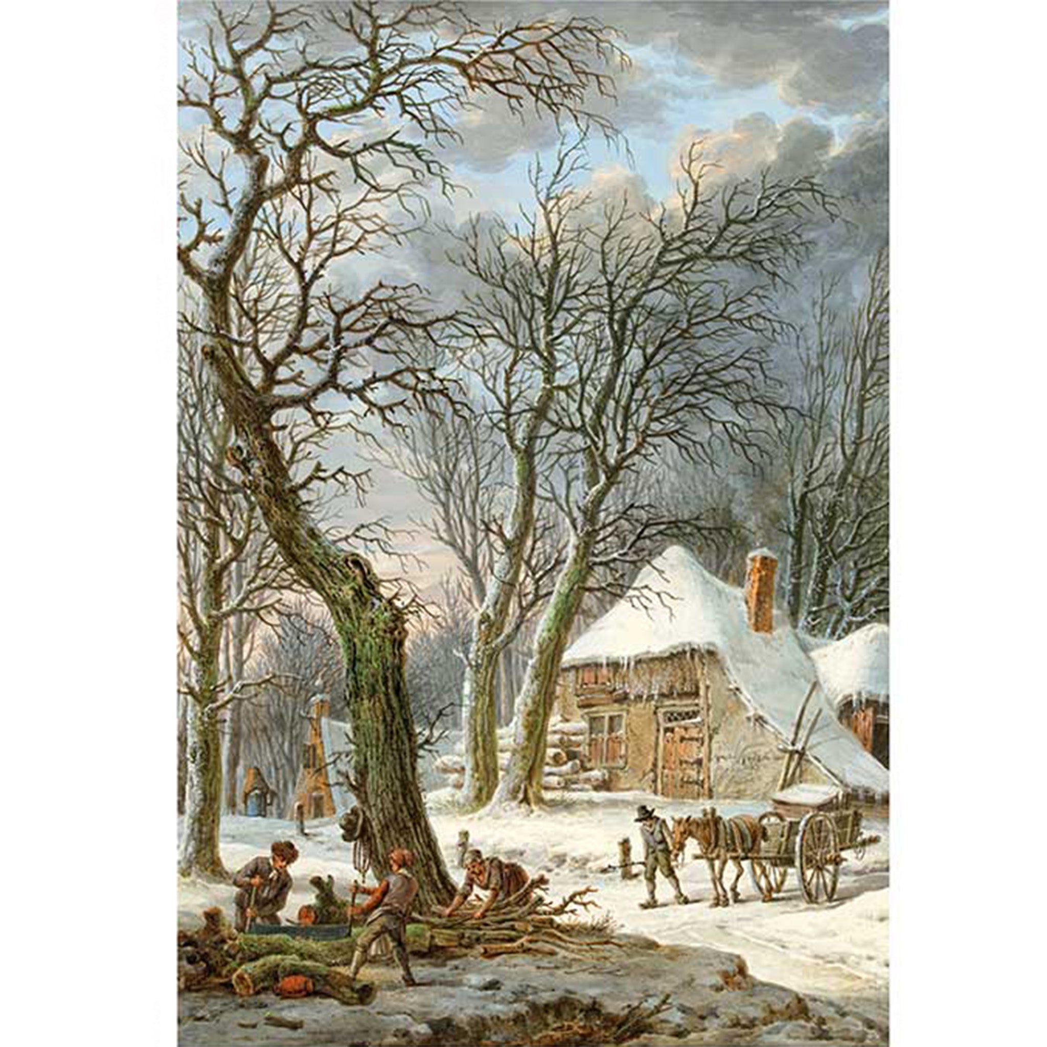 Winter Village Scene A2 Rice Decoupage Paper - 0