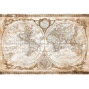 Vintage-style world map with decorative border on a white background