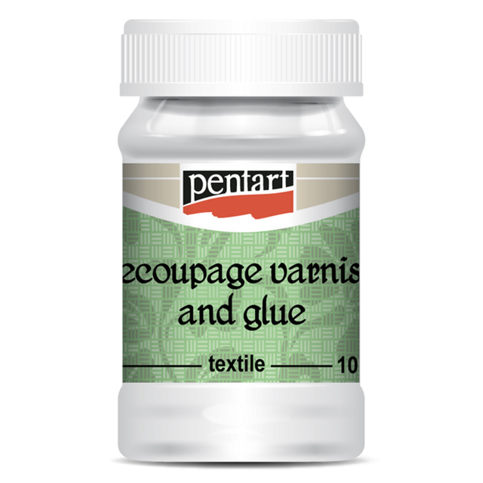 A 3.4oz (100ml) container of Pentart's Decoupage Varnish and Glue is against a white background.