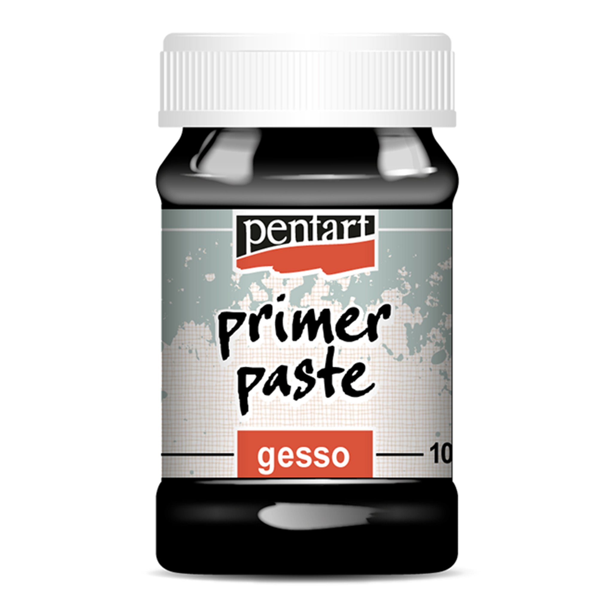 A 3.4oz (100ml) container of Pentart's Black Gesso Primer Paste is against a white background.