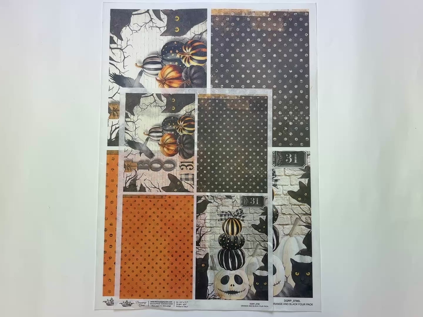 Decoupage Queen - Orange and Black Decoupage Paper (A4 & A3 Sizes)-3