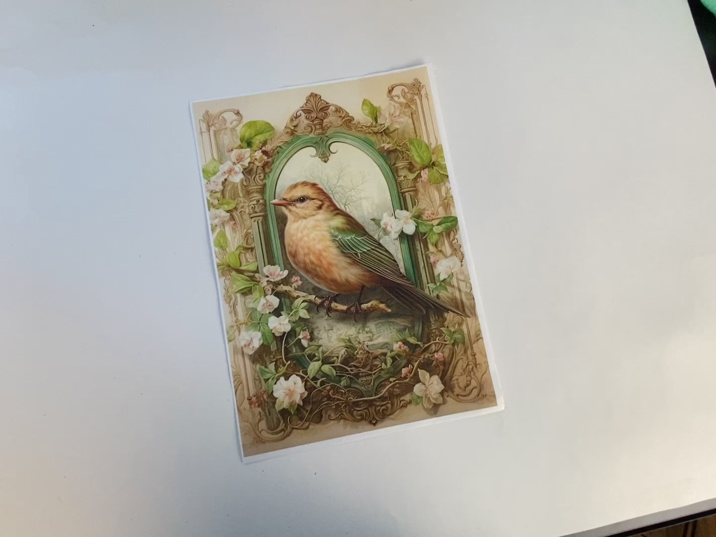 Pink And Green Bird A4 Plus Rice Decoupage Paper - Limited Edition-3