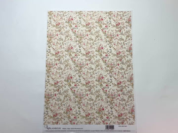 A 14 second video shows a close-up and backside of Calambour Italy's Cream Florals Pattern A3 rice paper against a white background.