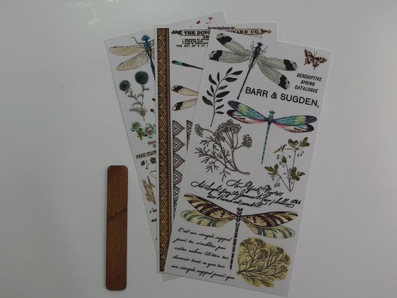 A 14 second video shows a close-up of 3 sheets of ReDesign with Prima's Spring Dragonfly small rub-on transfer.