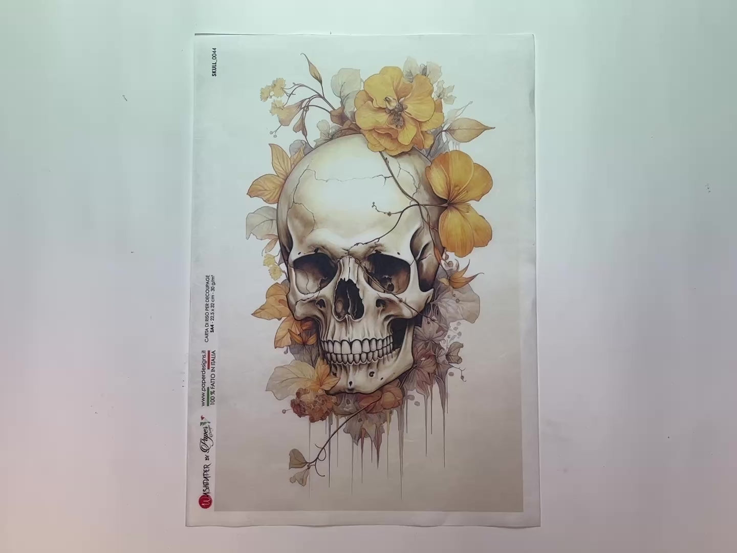 Paper Designs Italy - Blooming Skull Decoupage Paper (A4 Size)-3