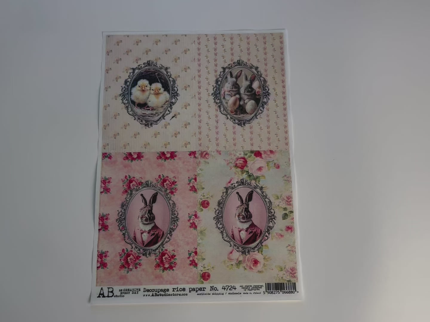 Shabby Chic Framed Easter (4 Pack) A4 Rice Decoupage Paper-6
