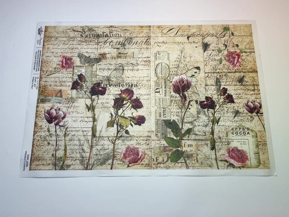 A 15 second video of a close-up and backside of Decoupage Queen's Pressed Flowers A3 rice paper is against a white background.
