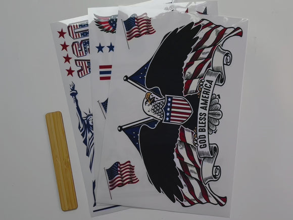 A 12 second video shows close-ups of Belles & Whistles' America the Beautiful small transfer. A hand is shown moving around the 3 sheets to show all of the designs.