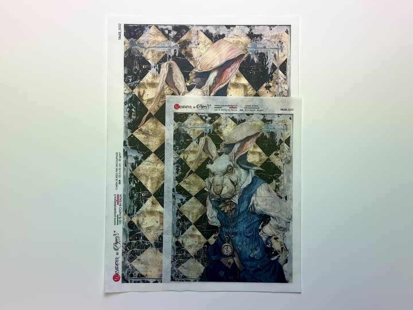 Paper Designs Italy - Dark Rabbit Decoupage Paper (A5 & A4 Size)-3