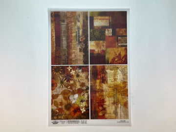 A 14 second video shows a close-up and backside of Decoupage Queen's Four Autumn Textures A4 vellum decoupage paper against a white background.