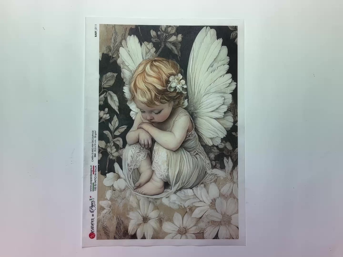 Paper Designs Italy - Angel in Bloom Decoupage Paper (A4 Size)-3