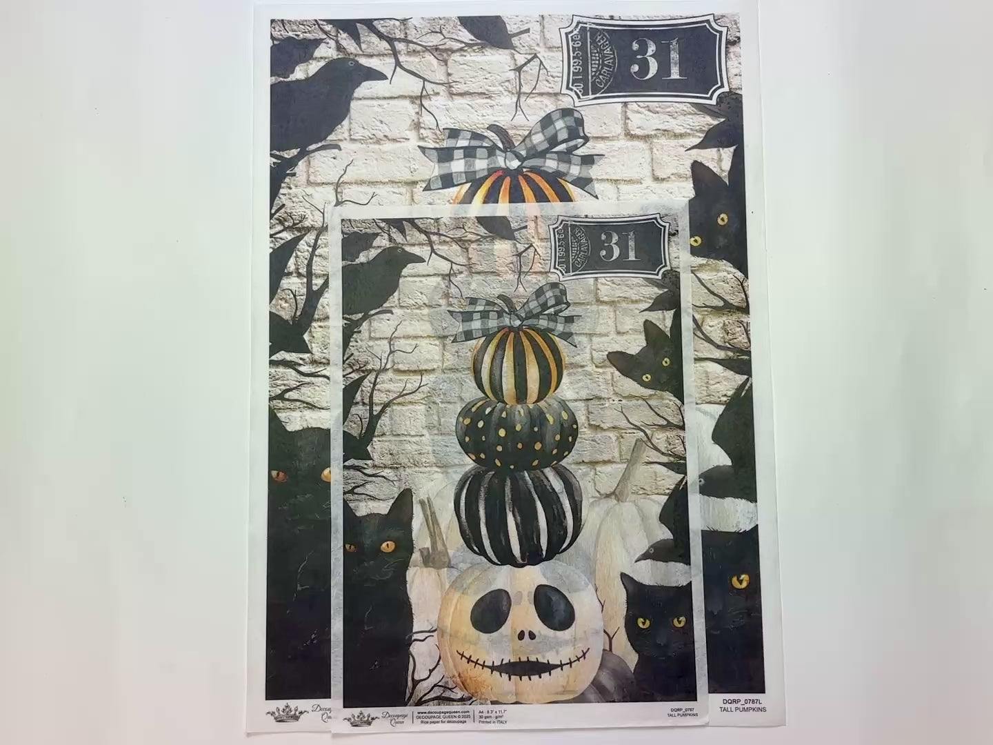 Decoupage Queen - Tall Pumpkins Decoupage Paper (A4 & A3 Sizes)-3